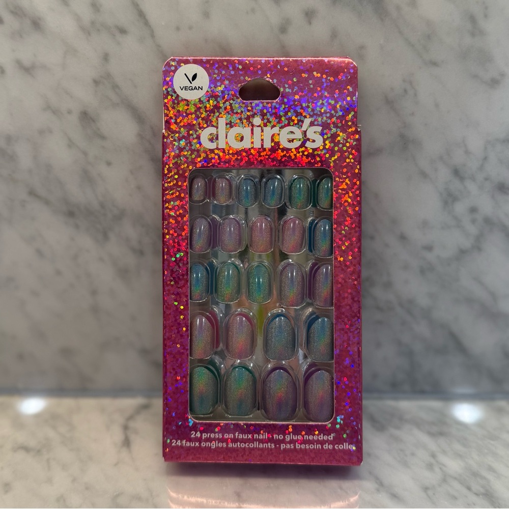 Claire's Glitter Press-On Nails Vegan - Picture 1 of 2